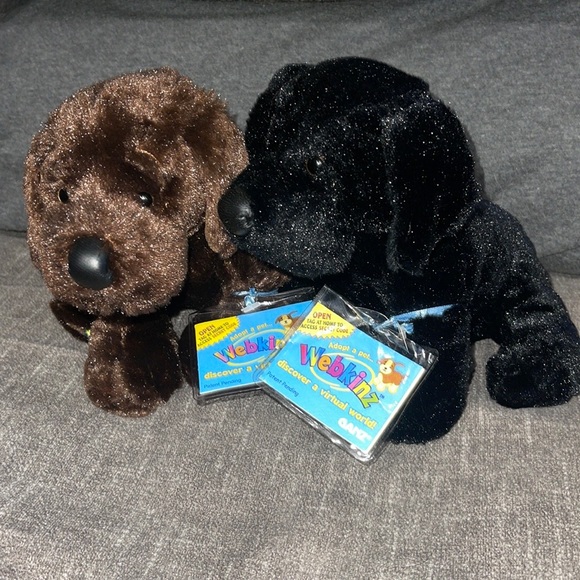 WEBKINZ Ganz LAB BLACK & CHOCOLATE HM136 & HM138 hang & but Tag No Code retired - Picture 3 of 16
